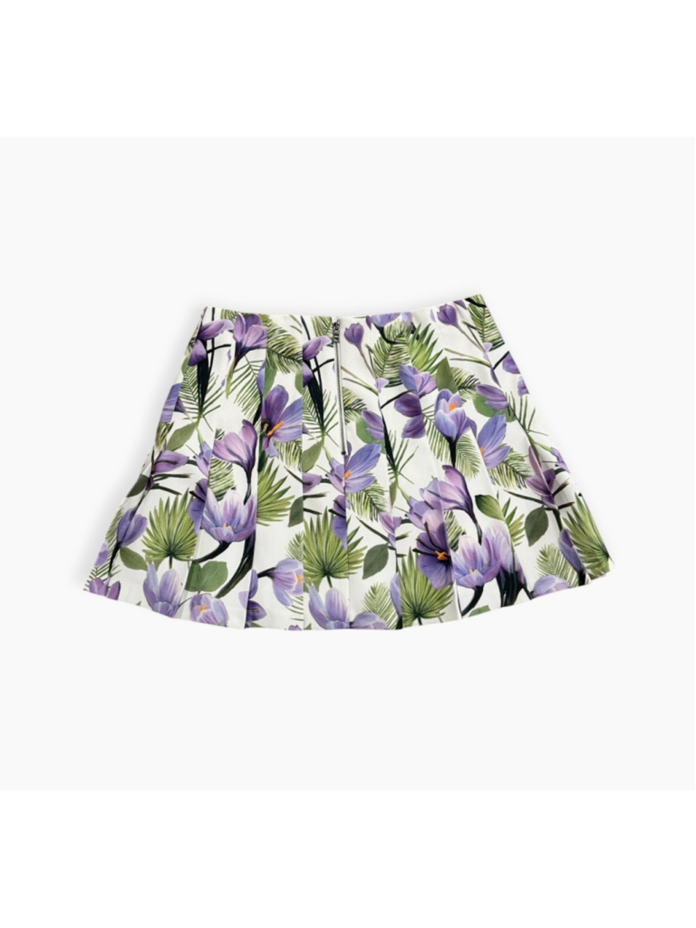Alice + Olivia Floral Mini Skirt, Size 4, White and Purple Floral